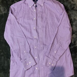 Stafford Men's Purple Gingham Button Down Shirt